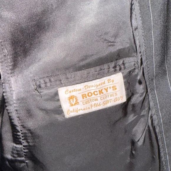 Black Pinstripe Custom Men's Suit - Rocky’s Custom Clothes